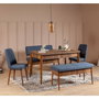Hanah Home Vina Bench Azul Oscuro, Nogal
